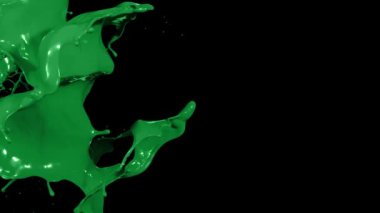 Yavaş çekimde atılmış boya sıçraması, siyah üzerine izole edilmiş sıvı (4K)