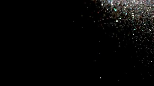 Glitter Explosie Slow Motion Bokeh Achtergrond Met Glanzende Defocus Wazig — Stockvideo