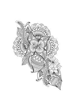  Çiçekli mandala. Vektör çizimi. yuvarlak süs.