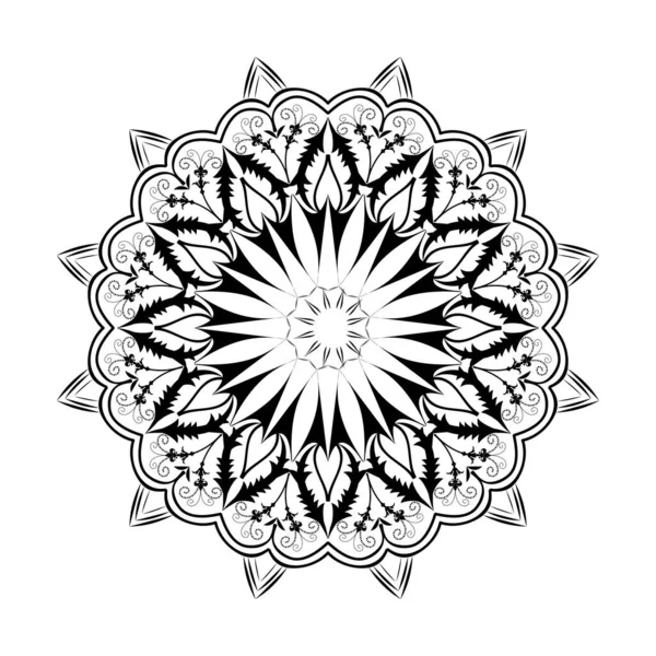Plantilla Mandala Floral Negra Blanca — Archivo Imágenes Vectoriales