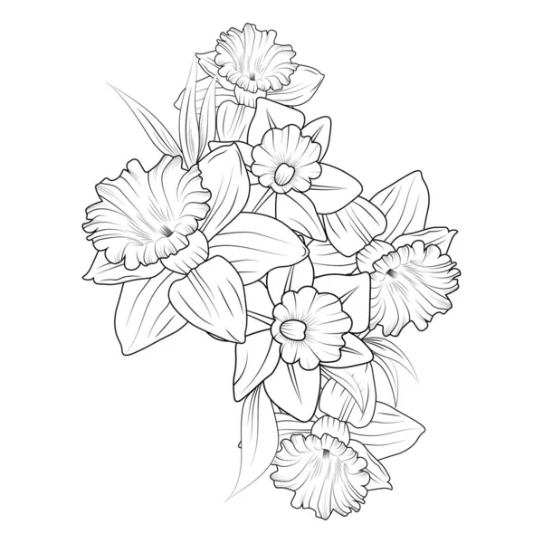 Conjunto Flores Decorativas Estilizadas Isoladas Fundo Branco Ilustração Vetorial Altamente — Vetor de Stock
