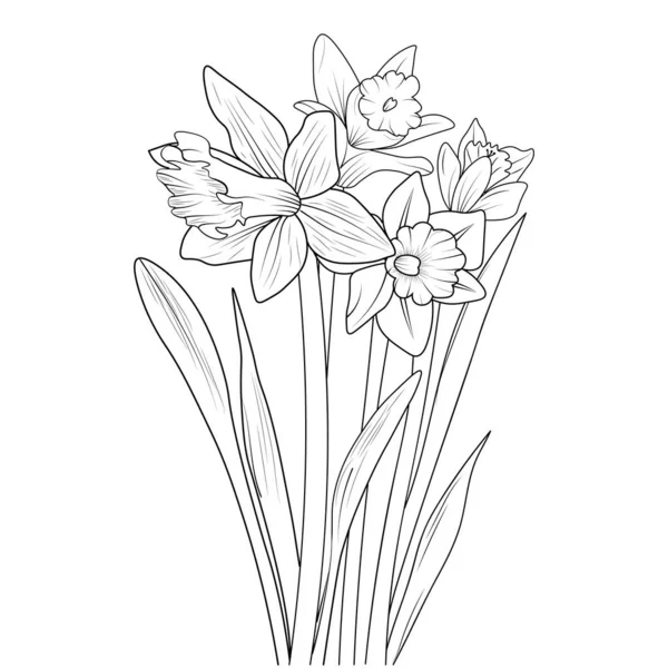 Wektor Ilustracja Pięknej Kompozycji Botanicznej Kwiatami Roślinami Ręcznie Rysowane Białym — Wektor stockowy