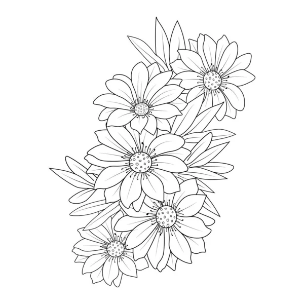 Vektorzeichnung Der Frühlings Und Sommerblumen Ein Gerbera Blüten Gänseblümchen Bouquet — Stockvektor