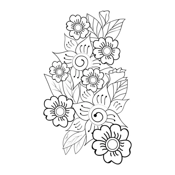 花朵装饰华丽 春花装饰华丽 一套装饰风格的花朵 独立于白色的背景 高度详细的矢量插图 涂鸦和Zentangle风格 纹身设计 — 图库矢量图片