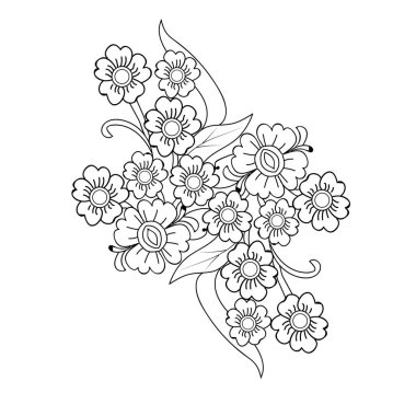 Çiçek vektör deseni, siyah ve beyaz çiçek..