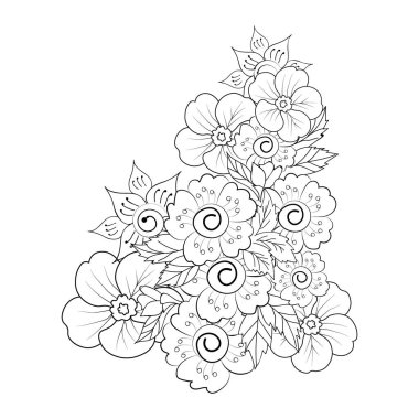 beautiful vector illustration. black and white floral ornament in zentangle style on a background. hand drawn flowers.