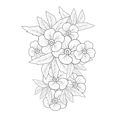 vector illustration of beautiful flowers and leaves, floral elements of wildflowers bouquet.