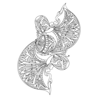 Vector illustration of a beautiful doodle flower bouquet, a hand-drawn coloring book of artistic, blossom flowers isolated on white background, sketch art leaf branch botanic collection for adults. vector illustration of a beautiful floral background