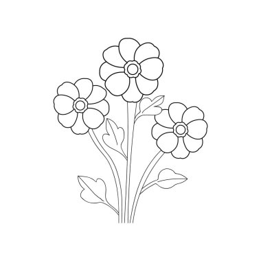 Easy sketch art of wildflower vector floral decoration isolated on white background coloring page for children.