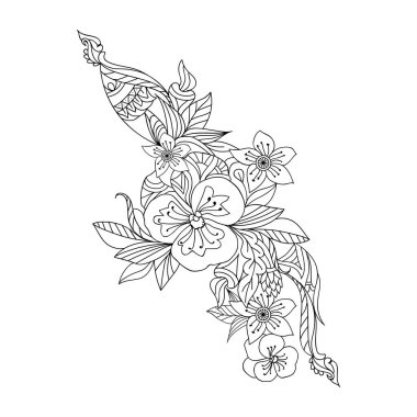 zentangle floral hand-drawn vector illustration, print template. coloring pages for adults.