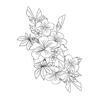 seamless vector illustration of a beautiful floral background with hibiscus flower coloring pages and a book for adults.