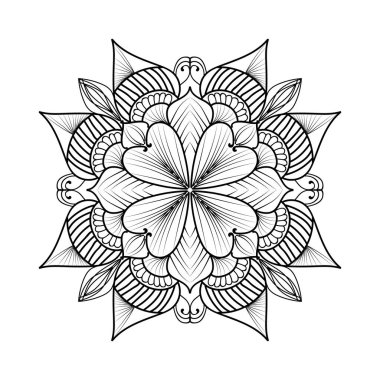 Mandala sanatı. Vektör çizimi. siyah ve beyaz çizim.