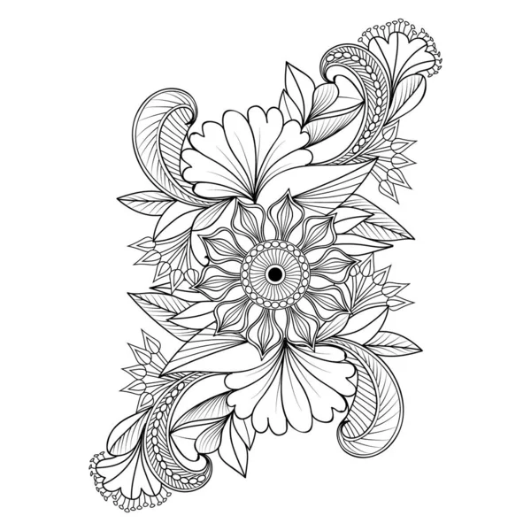 El çizimi karalamalar çiçek desenleri, çiçek deseni sanat, soyut kır çiçekleri... beyaz arkaplanda izole edilmiş boyama kitapları....