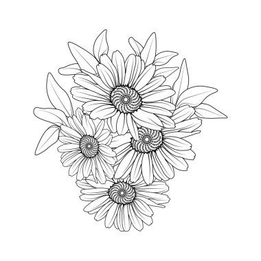 floral pattern with flowers, vector illustration daisy flower coloring pages.