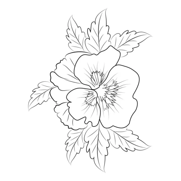パンジーの花の絵 パンジーの花のベクトルアート 淡い青のパンジー パンジーの花の花束 美しい花のベクトルイラスト デザインのための花の要素 カードやプリントのための花のデザイン 白地に描かれた手描きの花イラスト — ストックベクタ