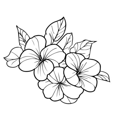 Çiçekler ve yapraklar tropikal dekoratif vektör çizimi