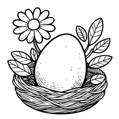 Çiçek ve yaprakların vektör çizimi, Periwinkle vektör sanatı ve tek renkli çiçek çizimi. mürekkep vektörü çizimi el çizimi, botanik koleksiyonu basitliği, sanatsal, çocuklar için boyama kitabı