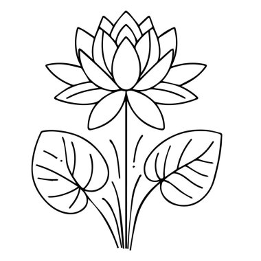 Çocuklar için boyama sayfaları, Kolay Çiçek Sanatı el çizimi taslak çizimi sanatsal sulu çiçekli çiçek buketi el çizimi kalem sanatı, izole edilmiş gerçekçi çiçek boyama sayfaları. Basit su zambağı çizimi