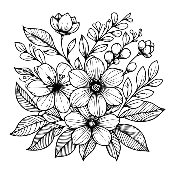 Çiçek boyama sayfası ve kitaplar, tek renkli vektör çizimi, yasemin çiçeği çizimi, yasemin çiçeği vektörü, yasemin doğal yaprak koleksiyonu olan çiçek arkaplanı, illüstrasyon kalem sanatı yasemin çiçeği, yasemin çiçeği çizimi