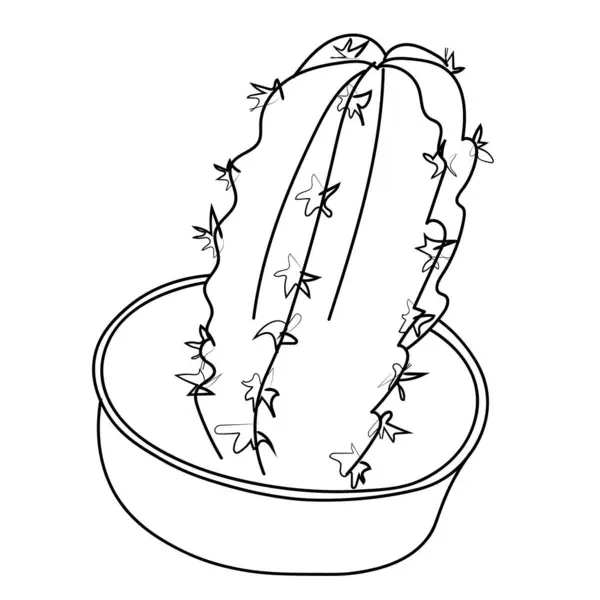 Kaktus Topf Vektor Illustration Isoliert Auf Einer Weißen Druckbaren Ausmalseite Stockillustration