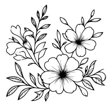 Şirin çiçek boyama sayfaları, Allamanda katartik çizimleri, Allamanda katartik çizimleri, El çizimi Allamanda katartik çizgi sanat sayfası güzel ve zarif çiçek çerçevesi.