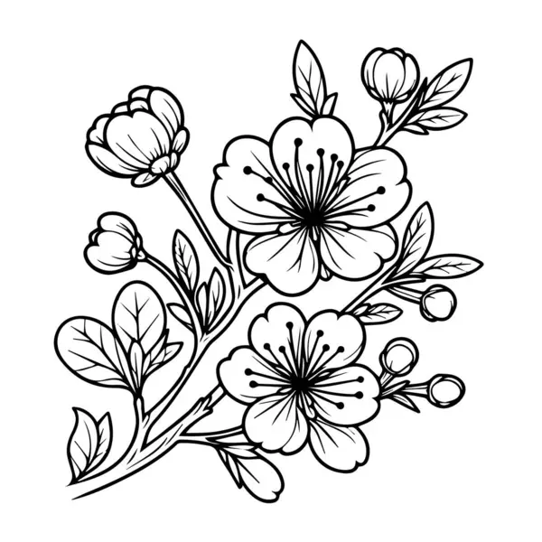 Çiçek boyama sayfaları, ve kitap, bahar çiçeklerinin vektör çizimi, El çizimi bahar çiçekleri, botanik yaprak tomurcuğu çizimi oymalı mürekkep sanatı tarzı çiçek tasarımı elementleri. siyah ve beyaz oymalı çiçek çizimi,