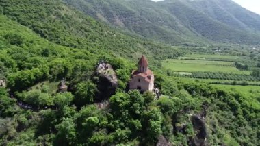 Aerial view of the German church on the mountainside - Azerbaijan