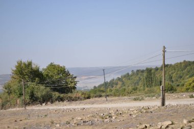 Landscape of mountains and trees on a sunny day in the summer