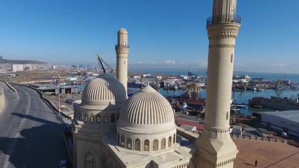Magnificent Aerial View Mosque Baku Azerbaijan — Vídeos de Stock