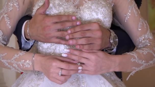 Groom Bride Wear Wedding Rings Own Fingers — Stock Video