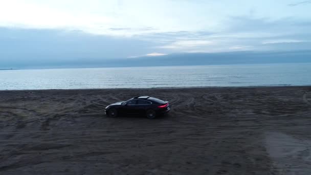 Black Car Sea Beach Sunset — Stok video