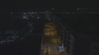 Aerial Night View of Deserted Streets