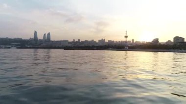 Baku Boulevard and the Caspian Sea from above