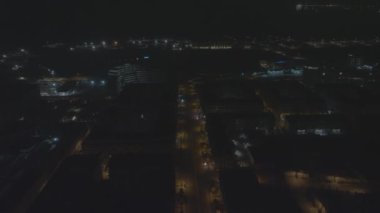 Aerial Night View of Deserted Streets