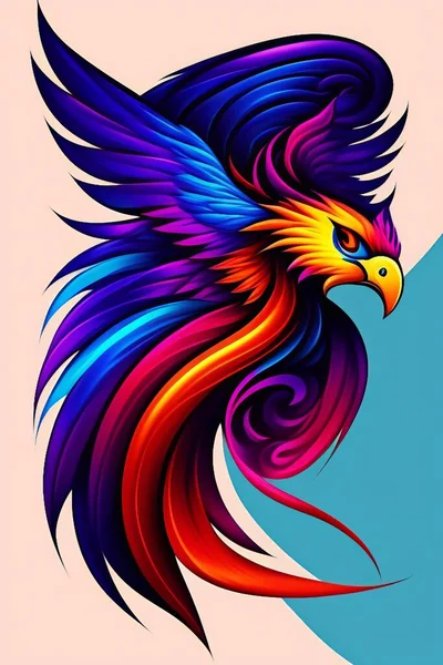 Eagle head. Tattoo design. Vector illustration. Colorful background