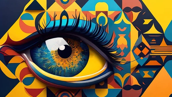 Eye with abstract ornament. Psychedelic background. Vector illustration