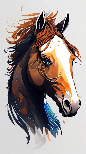 Horse head with long mane. Vector illustration