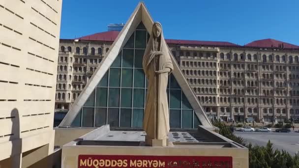 Den Hellige Jomfru Maria Kirken Aserbajdsjan Luft Nærbilde – stockvideo