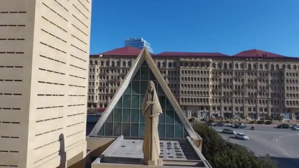 Iglesia Virgen María Azerbaiyán Vista Aérea Cerca — Vídeos de Stock