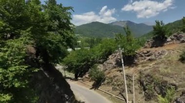 Yazın dağ nehri olan güzel bir manzara.