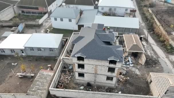 Construcción Del Nuevo Edificio Residencial Nueva Casa — Vídeos de Stock
