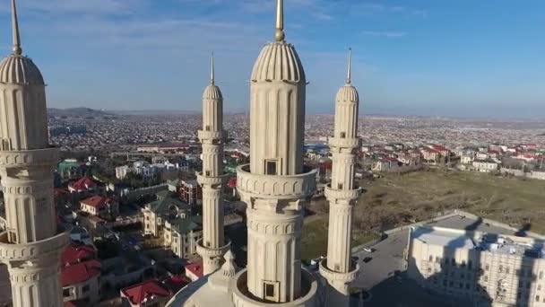 Panorama Mezquita Moderna Vista Aérea Ciudad Baku Azerbaijan — Vídeo de stock