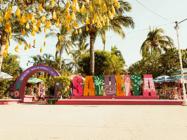 Kolorowe Słowo Litera Znak Sayulita Meksyku Umieszczone Centrum Miasta Dla Zdjęcie Stockowe