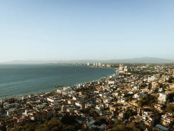 Niesamowity Widok Strefę Hotelową Mirador Wzgórzu Widokiem Krzyż Puerto Vallarta Zdjęcie Stockowe