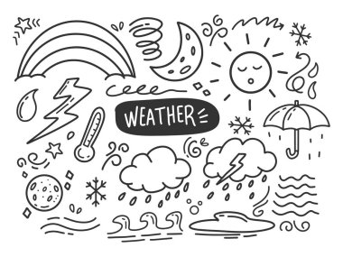 doodle with the theme of hand drawn weather