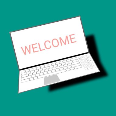 Boş ekran modeli olan bir laptop. Renkli dizüstü bilgisayarın tasviri. Düz dizüstü bilgisayar simgesi, yüksek çözünürlüklü.