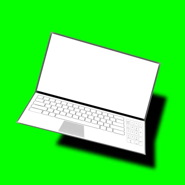 ノートパソコンに空のスクリーンモックアップ カラーバックでノートパソコンのノートブックモックアップのイラスト フラットノートパソコンのアイコン 高解像度 — ストック写真