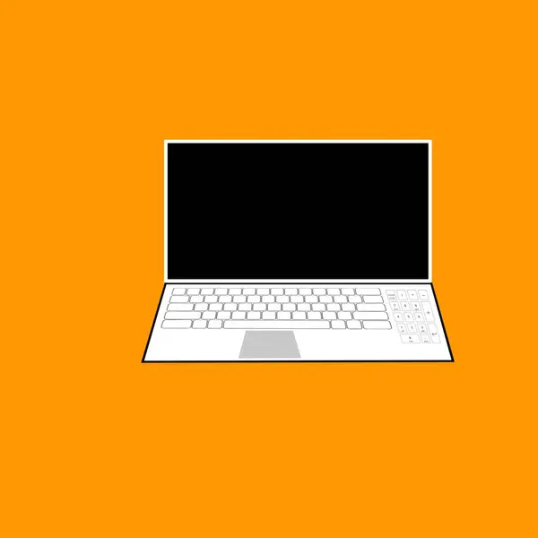 带有空白屏幕模型的笔记本电脑 描述带有彩色背景的笔记本电脑模型 平面笔记本电脑图标 高分辨率 — 图库照片