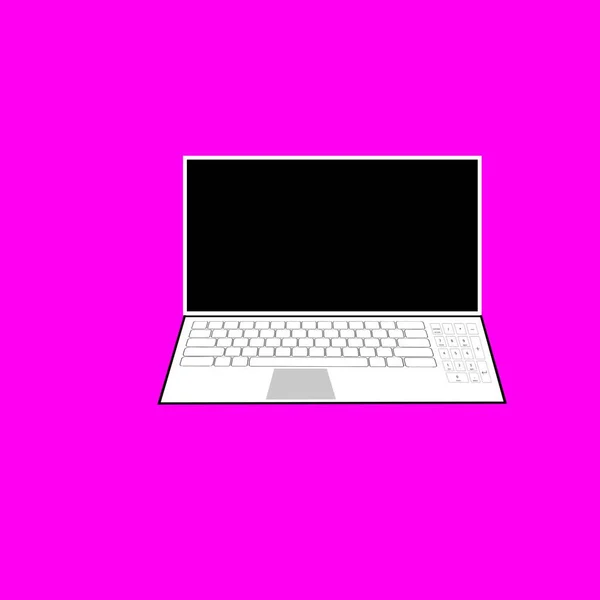 ノートパソコンに空のスクリーンモックアップ カラーバックでノートパソコンのノートブックモックアップのイラスト フラットノートパソコンのアイコン 高解像度 — ストック写真