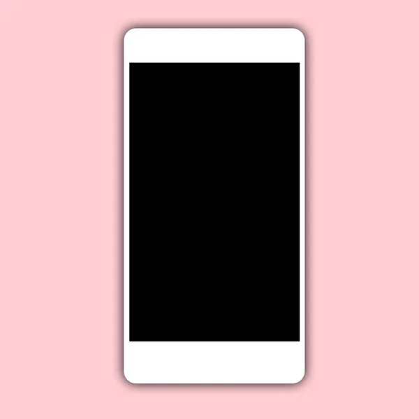 現代の現実的なスマートフォンのフレーム 空の画面ベクトル図と携帯電話のテンプレート 空白の暗い画面を持つ白いスマートフォン 携帯電話のモックアップ カラフルな背景に隔離されたスマートフォン — ストック写真